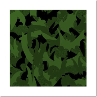 Spooky Camo Bats in Green Posters and Art